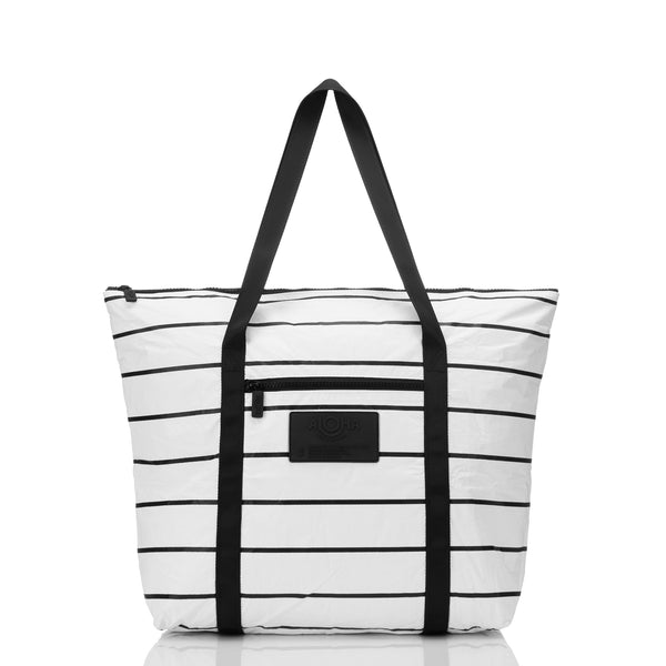Pinstripe Zipper Tote